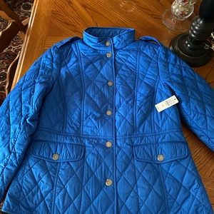 Talbots Blue Quilted Jacket size Petite Small